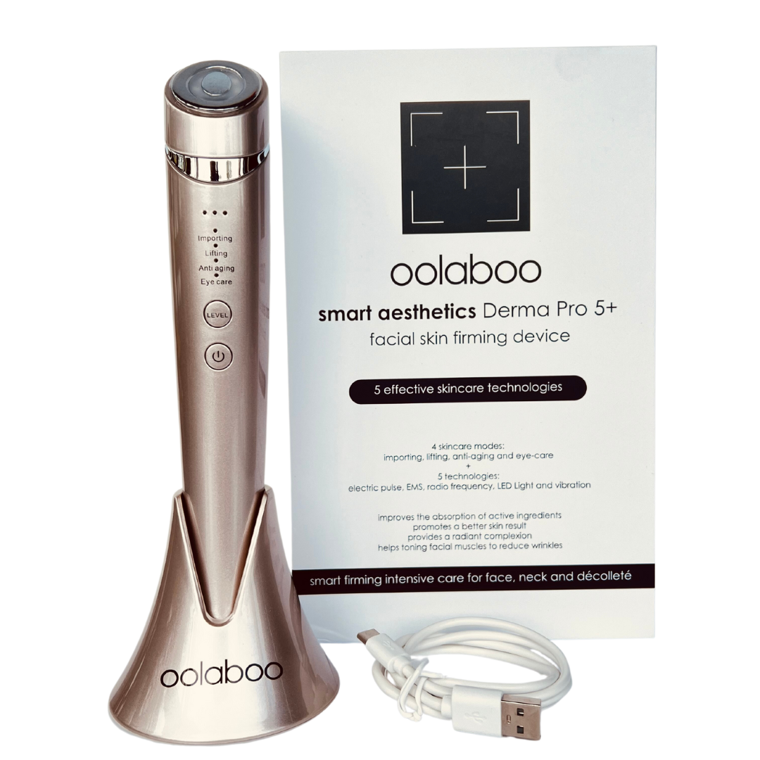 Oolaboo Smart Aesthetics Derma Pro 5+ apparat med æske og opladerkabel