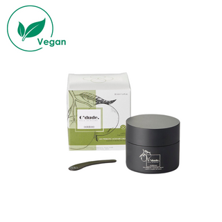 Oolaboo O'Dude 24H Prebiotic-Moisture Cream krukke med æske og spatel, vegansk