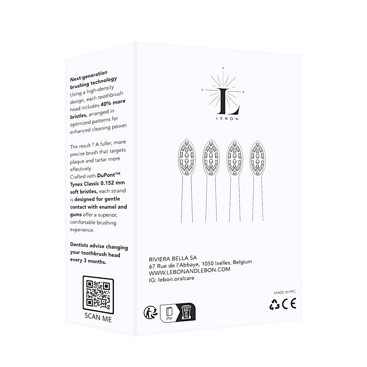 4 Replacement Brush Heads | LEBON