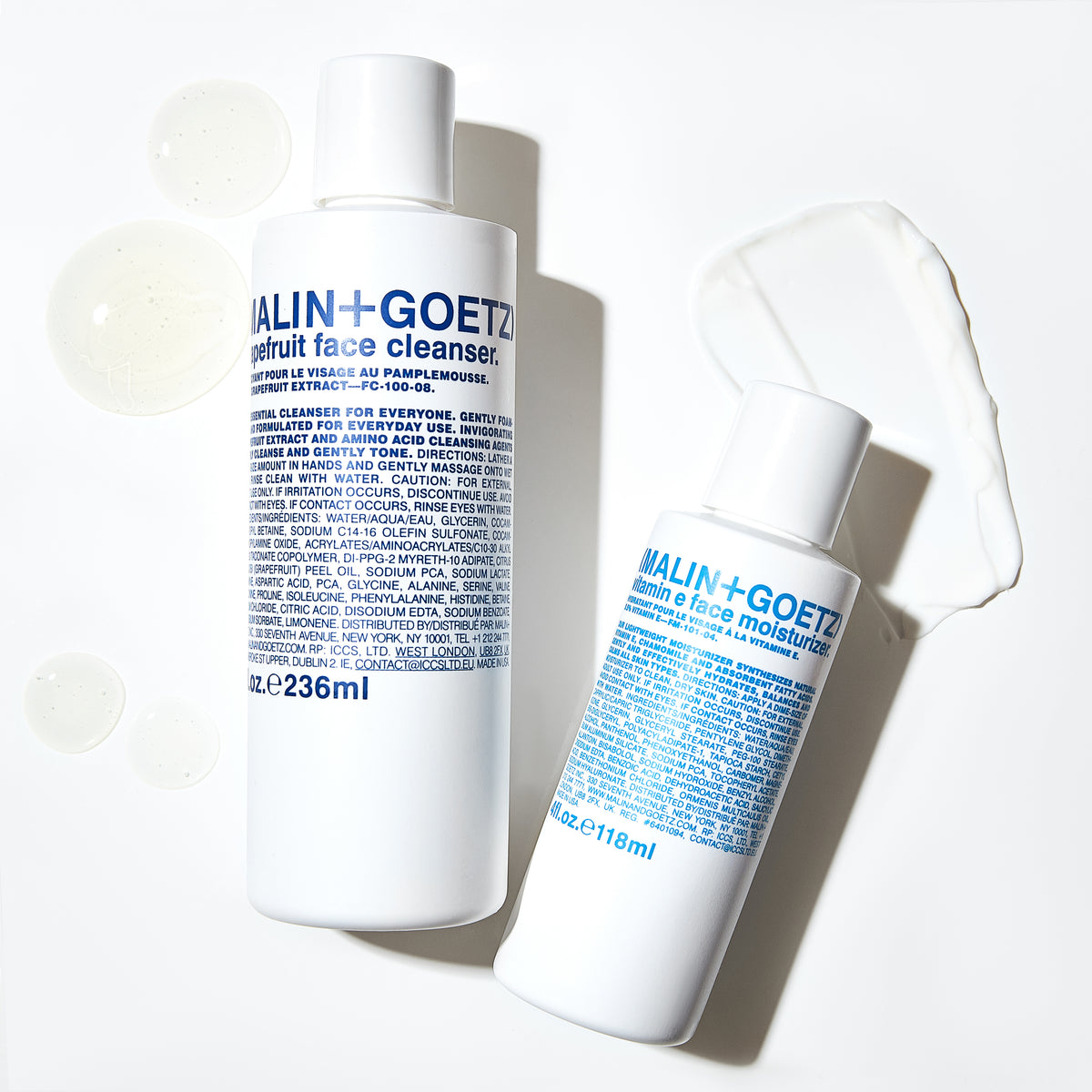 Malin+Goetz Grapefruit Face Cleanser + vitamin moisturizer