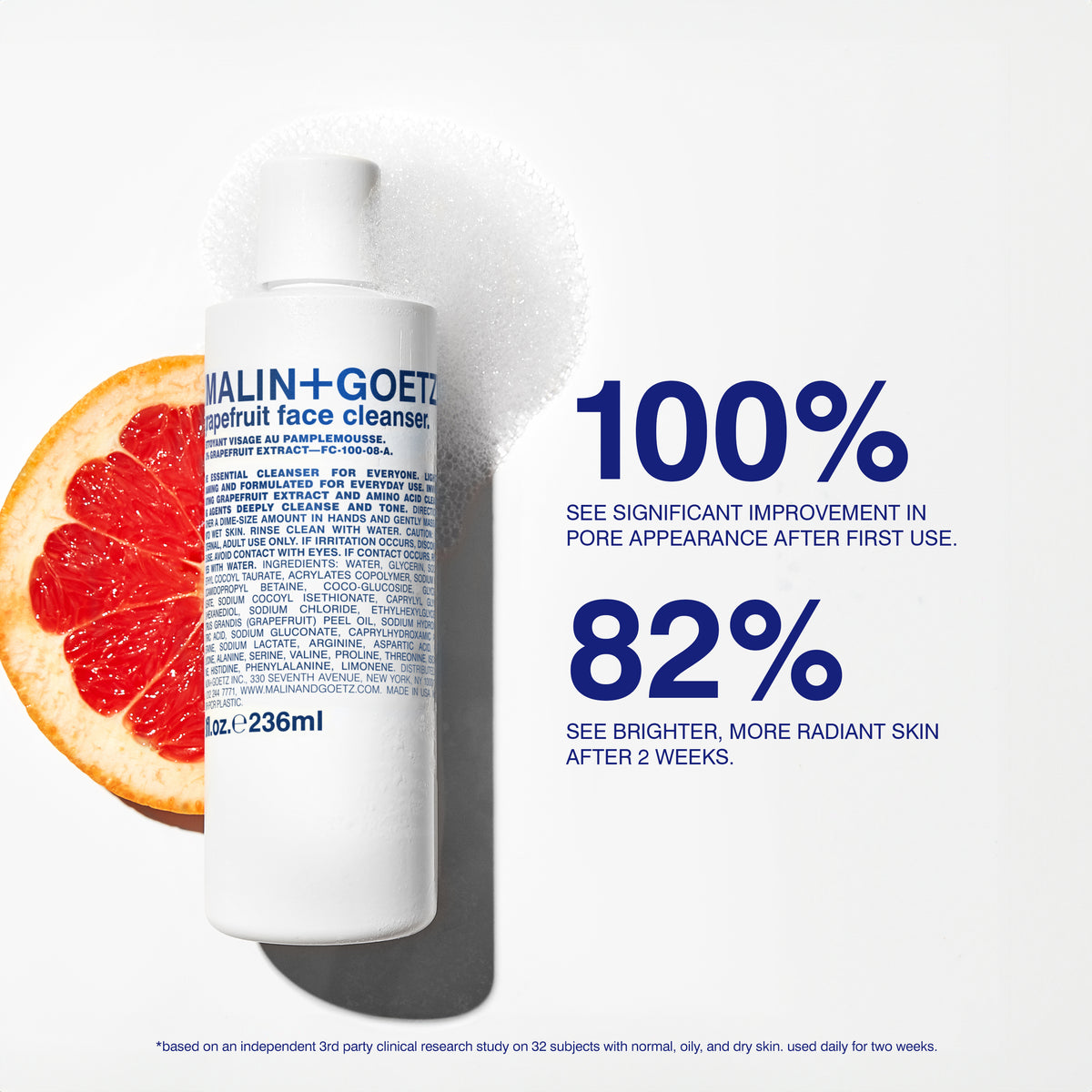 Malin+Goetz Grapefruit Face Cleanser with beneftis