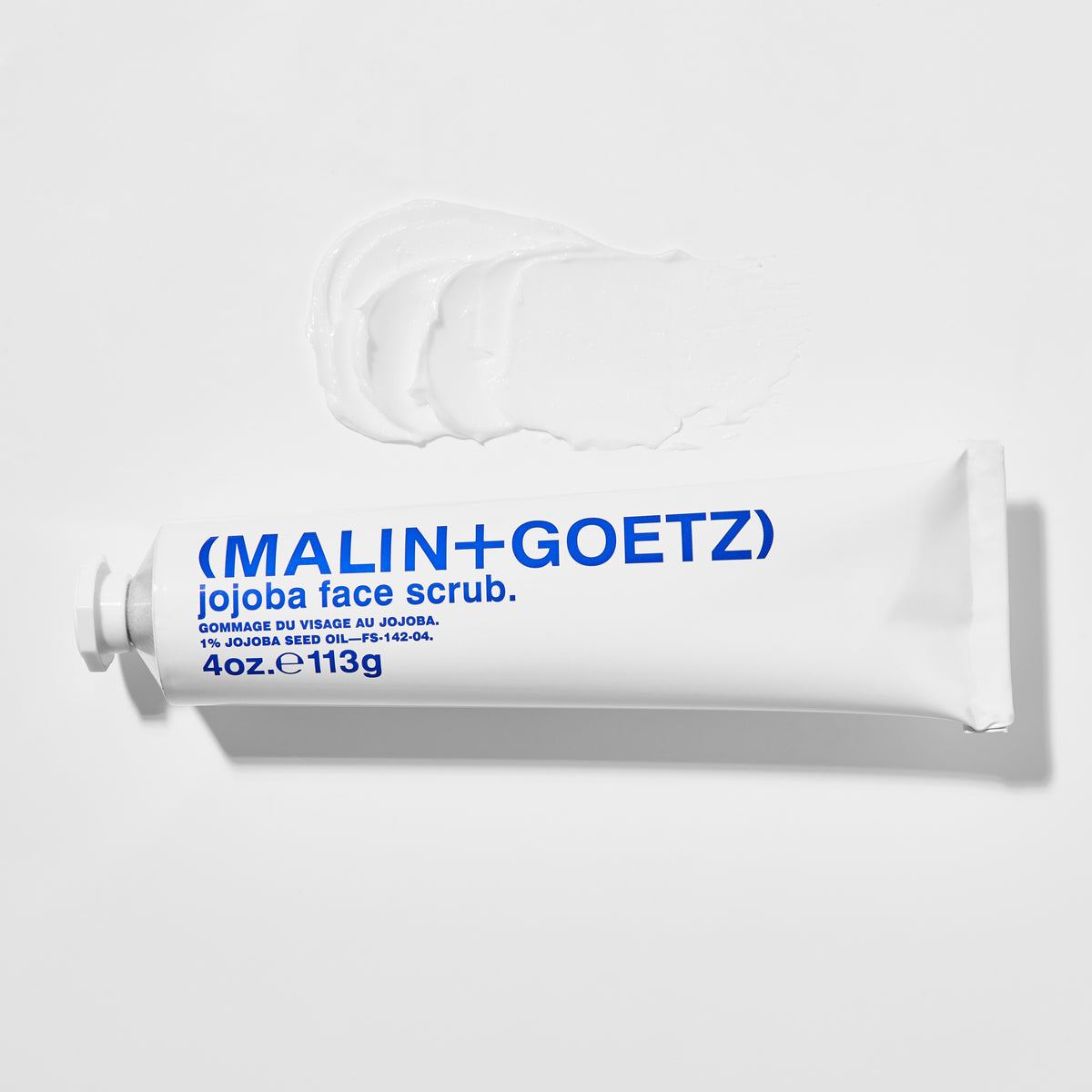 Malin+Goetz Jojoba Face Scrub tube og tekstur
