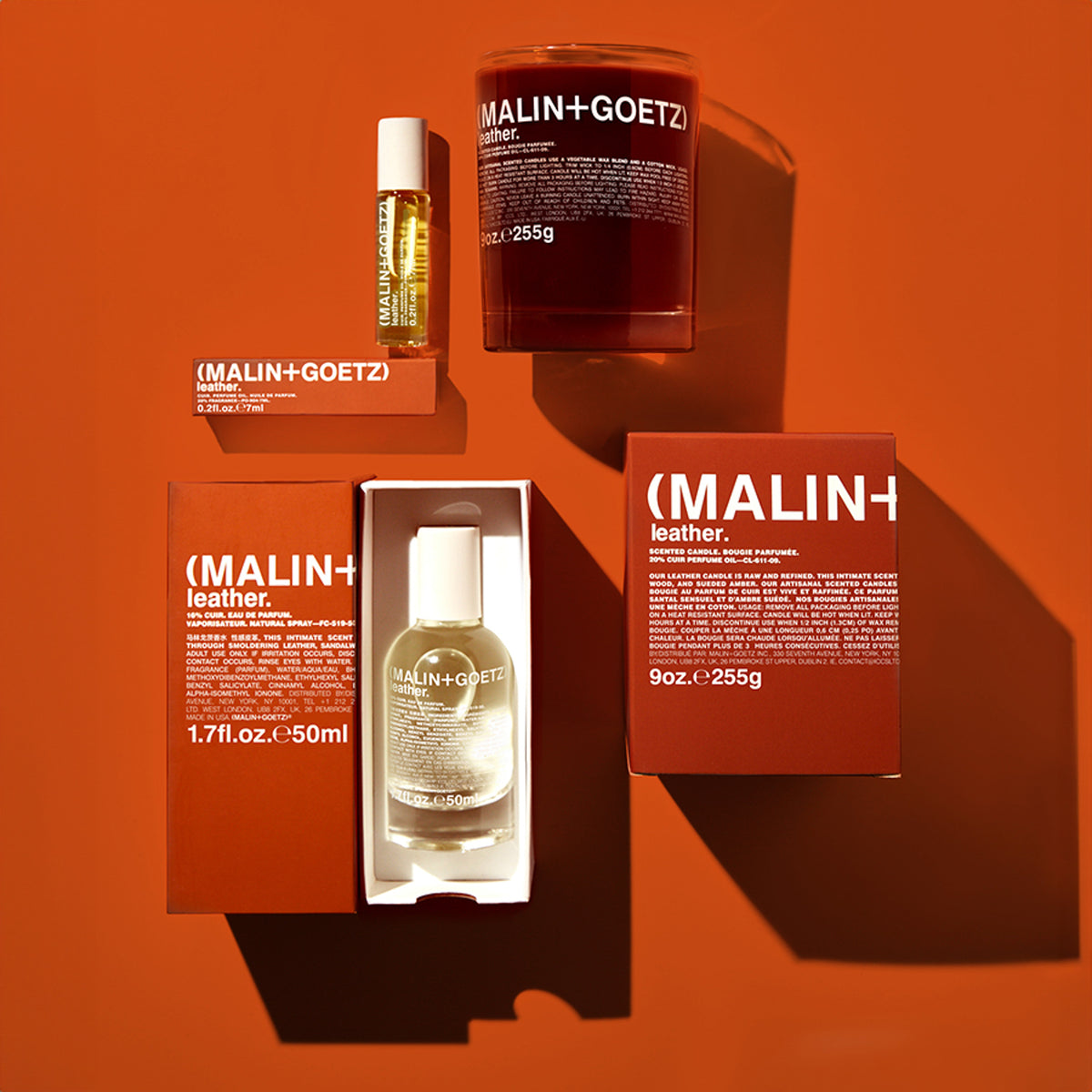 Malin+Goetz leather duftlys og leather parfume og prøve
