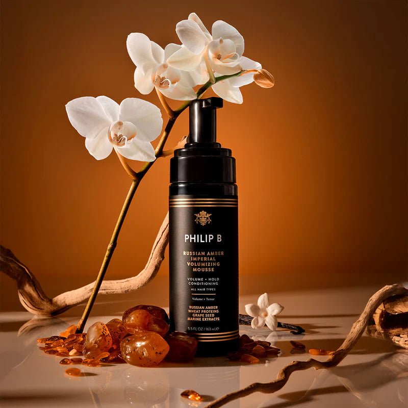 Philip B Russian Amber Imperial Volumizing Mousse aerosol free 163ml stemning