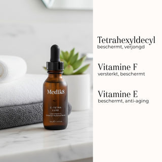 Medik8 C-Tetra Luxe 30ml ingredienser tetrahexyldecyl, F-vitamin og E-vitamin