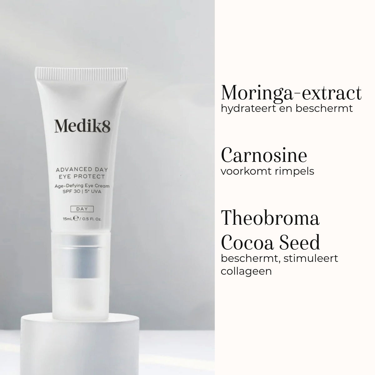 Medik8 Advanced Day Eye Protect 15ml ingredienser moringa og carnosin