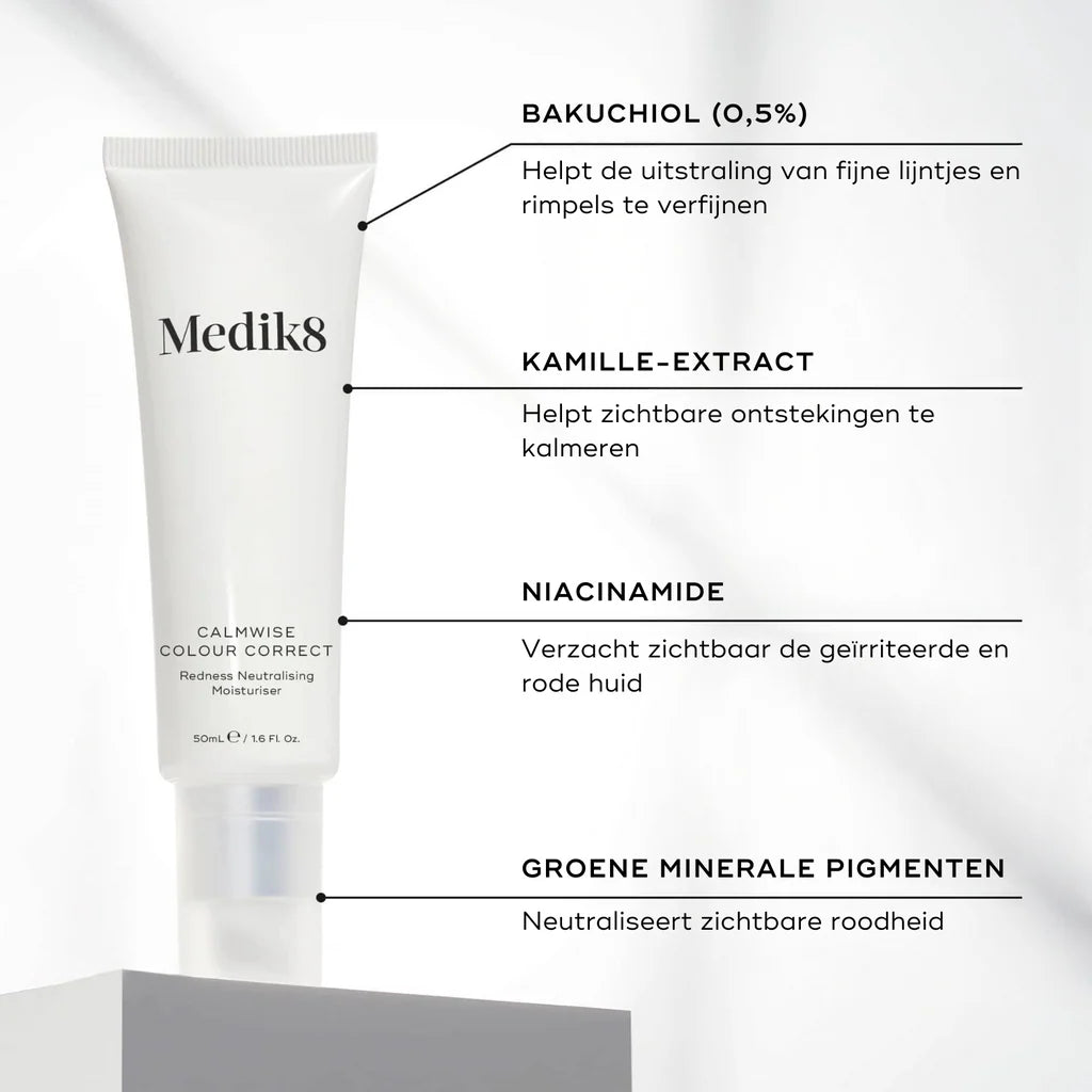 Medik8 Calmwise Colour Correct 50ml ingredienser bakuchiol og niacinamid
