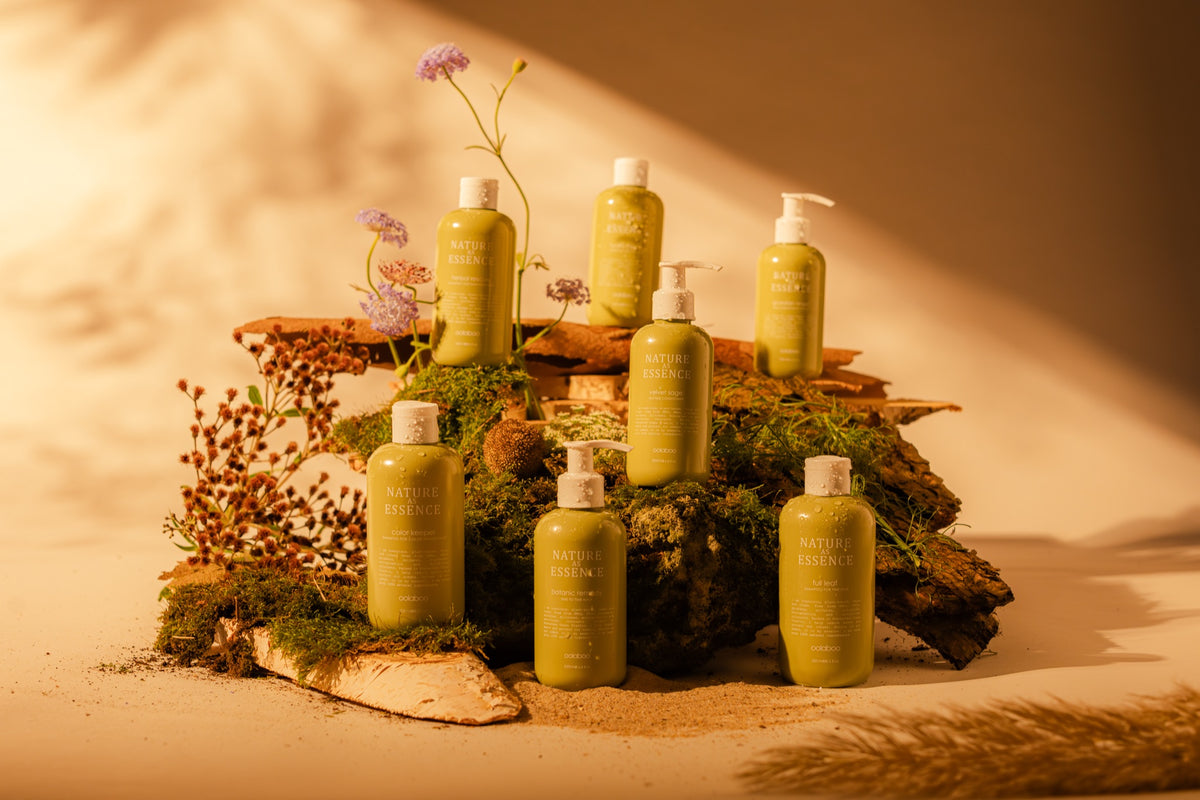 Oolaboo Nature As Essence lijn compleet bij Herbal Rescue Shampoo op mos