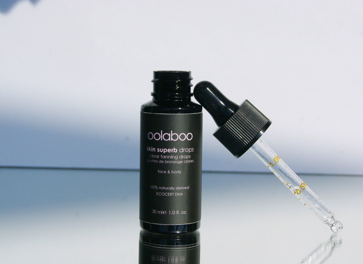 Oolaboo Skin Superb Clear Tanning Drops 30 ml med åben pipette