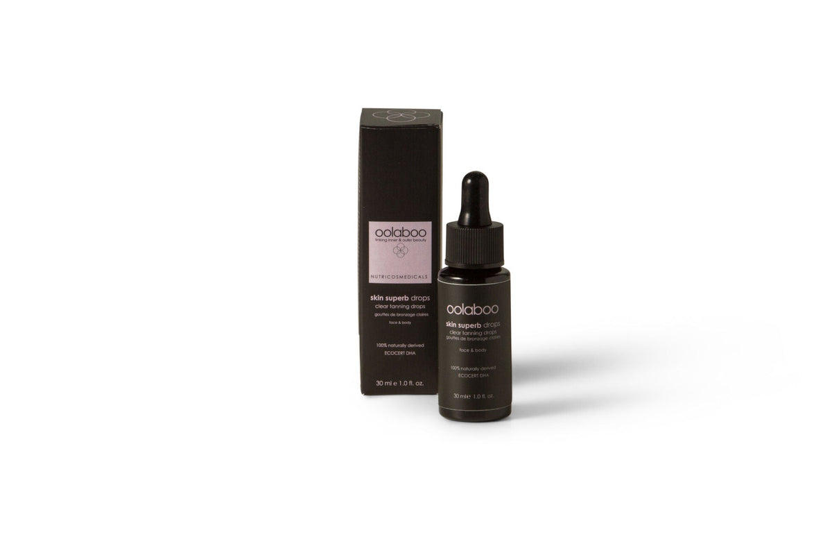 Oolaboo Skin Superb Clear Tanning Drops 30 ml pipetteflaske med æske