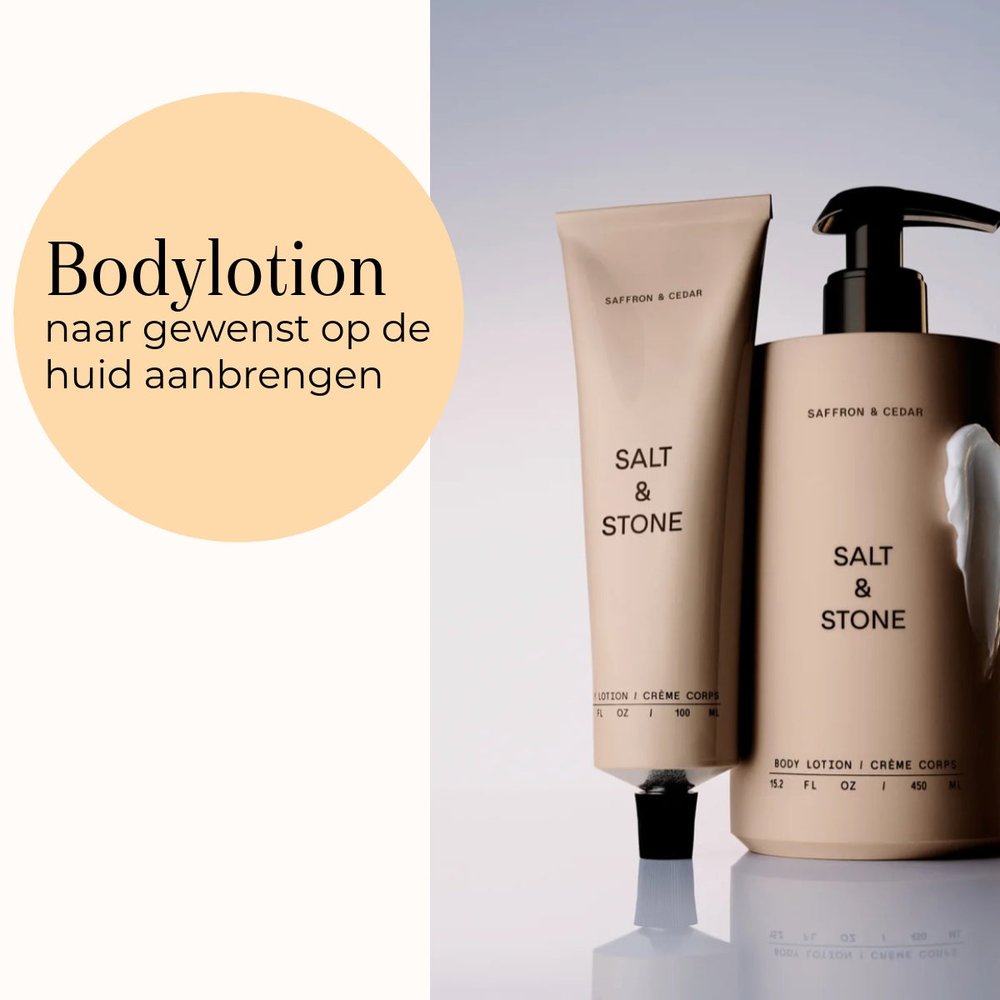 Salt & Stone Body Lotion Saffron & Cedar gebruik