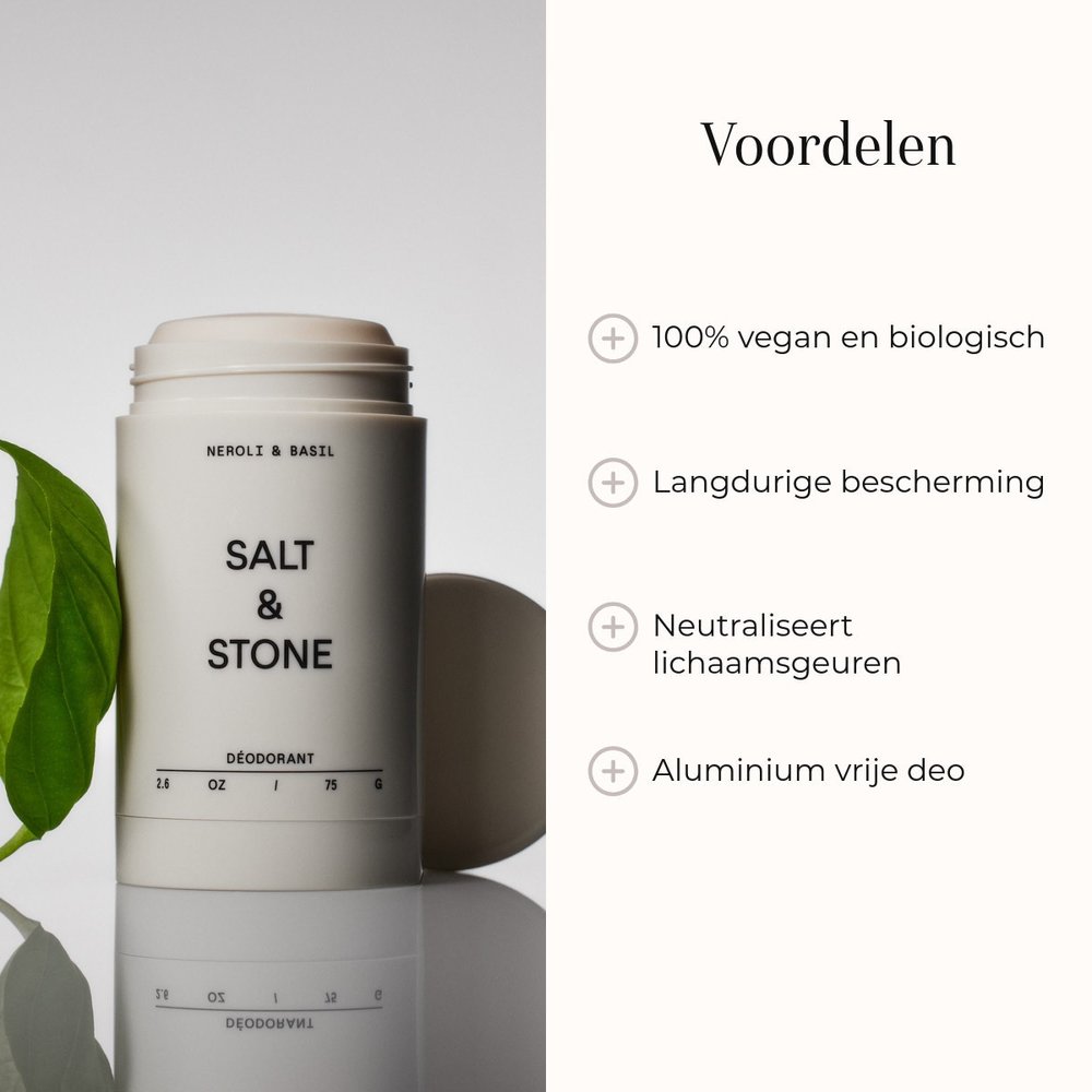 Salt & Stone Deodorant Neroli & Basil Extra Strength 75gr voordelen met stick