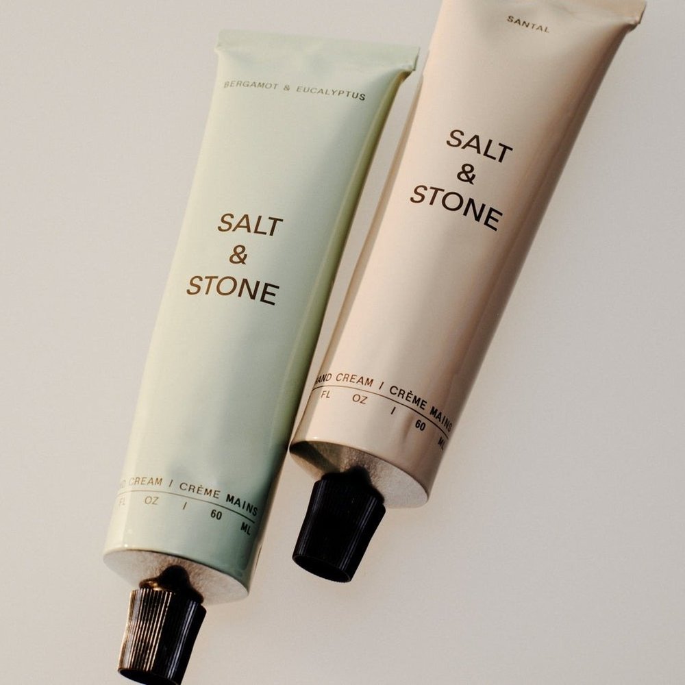 Salt & Stone Hand Cream Santal & Vetiver 60ml twee tubes schuin