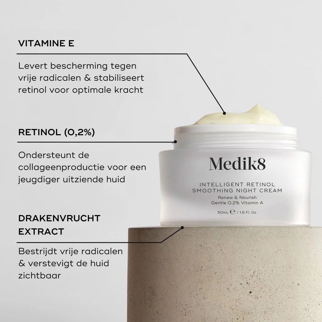 Medik8 Intelligent Retinol Smoothing Night Cream ingredienser retinol 0,2 %